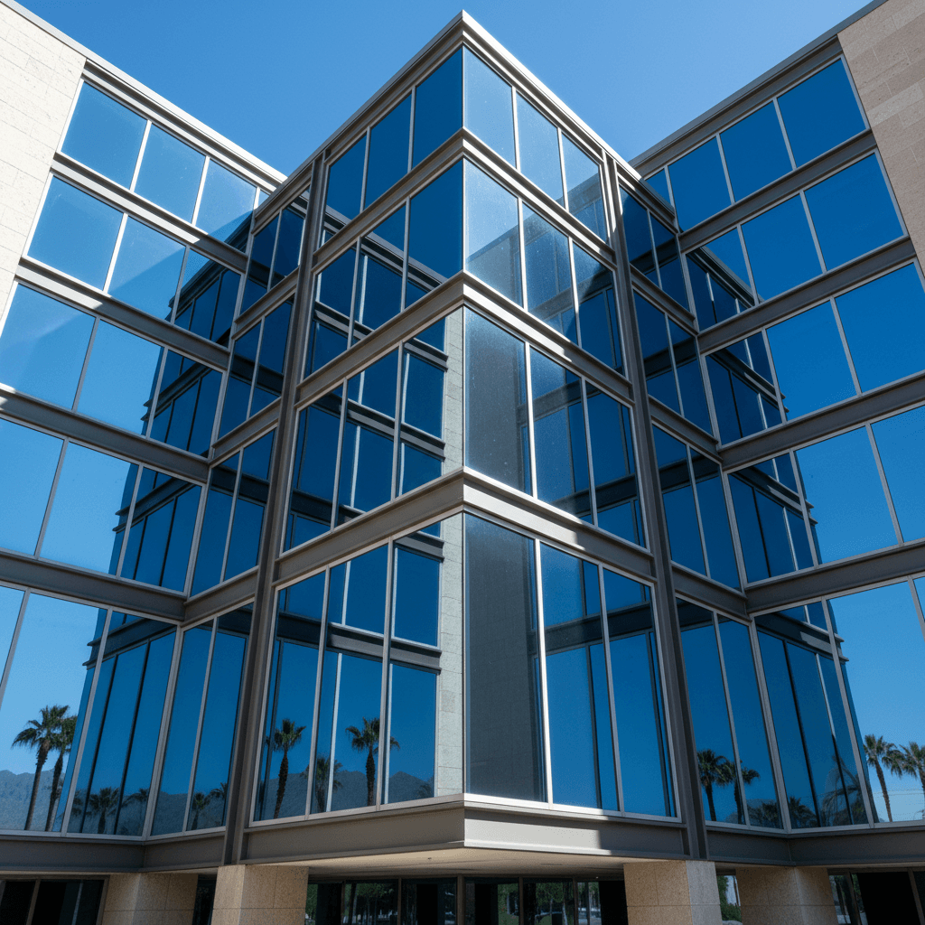 Commercial building with clean exterior windows