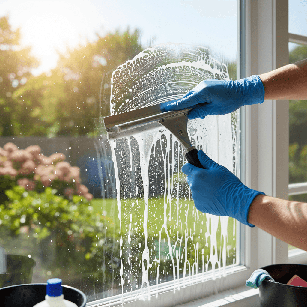 Clear View Window Cleaning professional at residential home